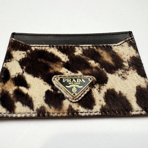 RARE Prada Calf Hair with Leopard Print and Leather Cardholder - Picture 1 of 6